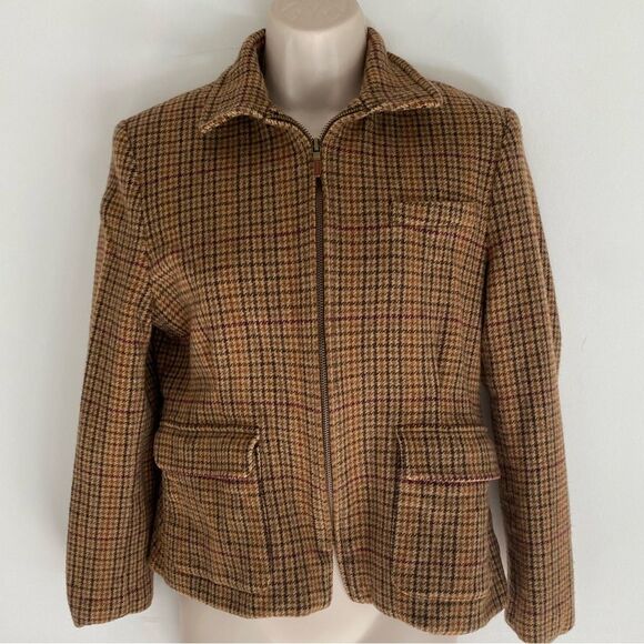 Lauren Ralph Lauren Lady Brown Plaid, Blazer 100%Wool 10P - Picture 4 of 10